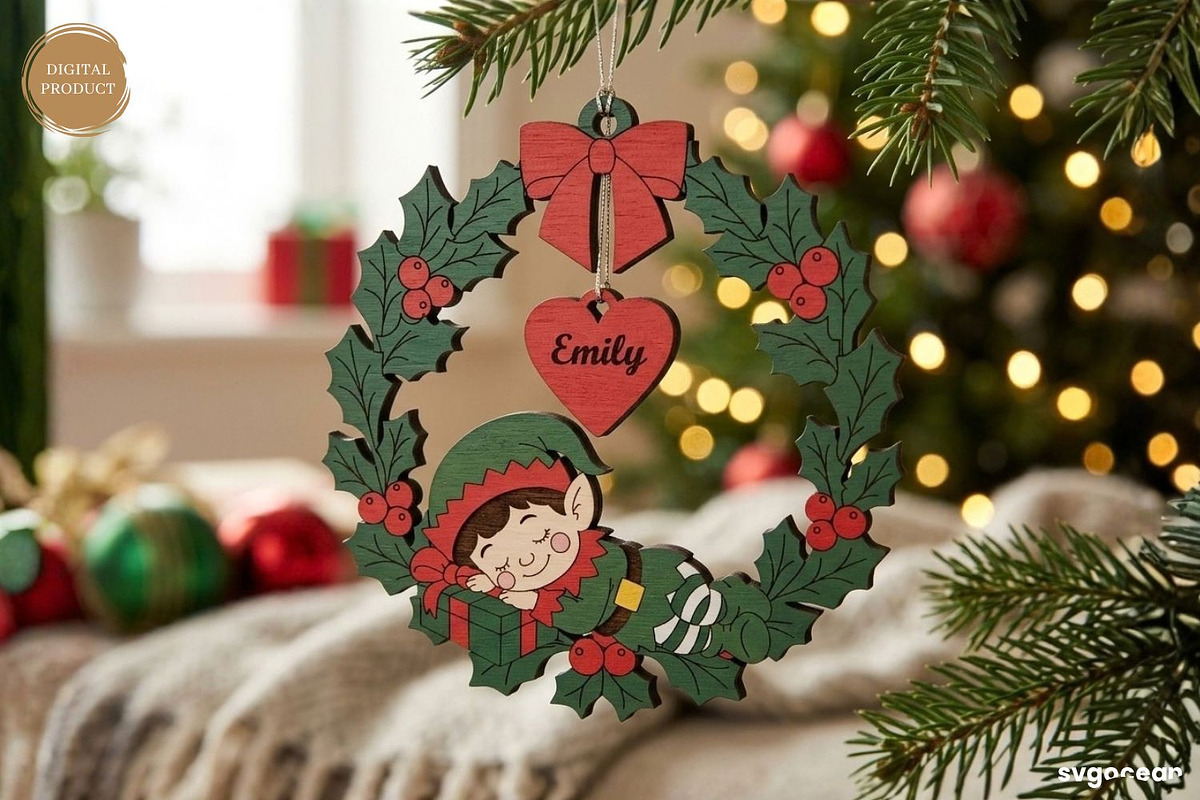Personalized Christmas Ornaments SVG, a Decorative Illustration by svgocean (Photo 13 of 14)