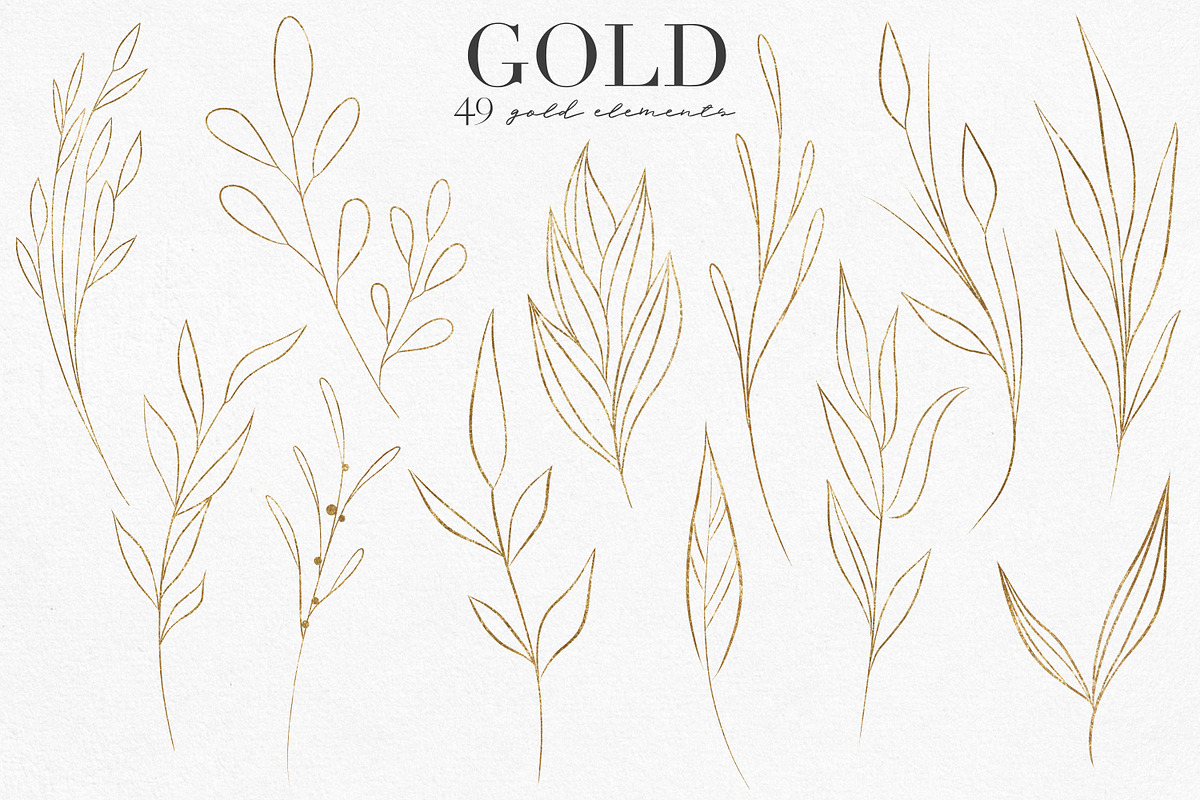 Gold leaves, splatters & strokers, an Illustration by LuiDesignStudio (Photo 3 of 6)