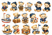 Nautical Teddy Bear Clipart, an Animal Illustration by Villa 11 Estudio (Thumbnail 2 of 10)