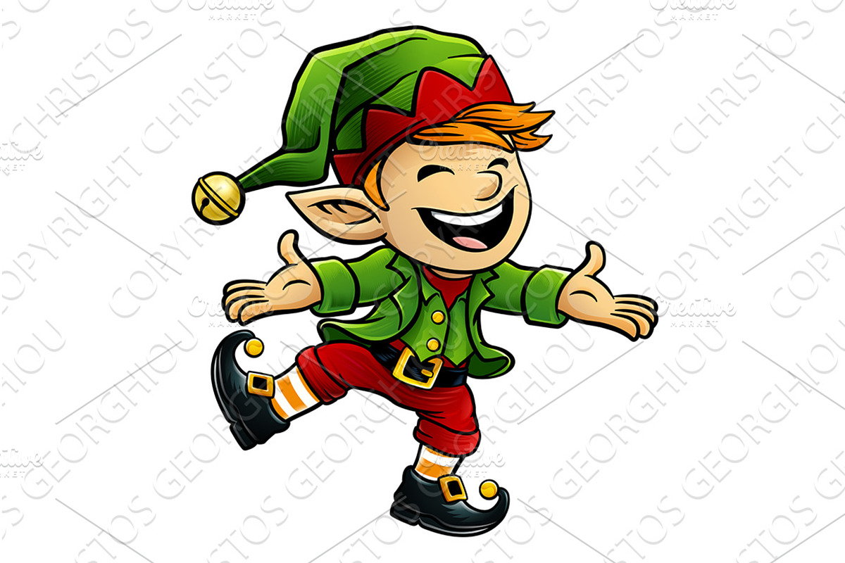 Santa Christmas Elf Helper Cartoon, an Illustration by Christos Georghiou