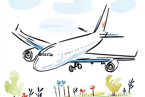 Plane landing by vibrant land, a Photo by Beautiful things
