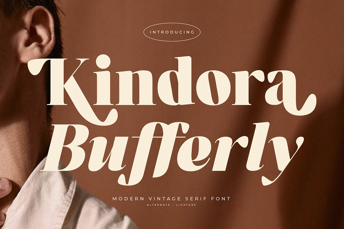 Kindora Bufferly Modern Vintage, a Serif Font by Letterena Studios (Photo 1 of 15)