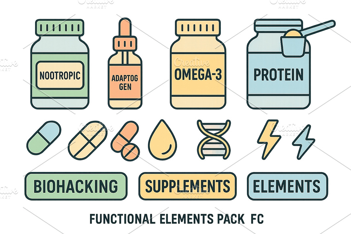 Collection of supplement containers, an Object Illustration by ZinetroN
