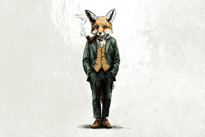 Fox dressed in suit and smoking pipe, a Photo by Beautiful things