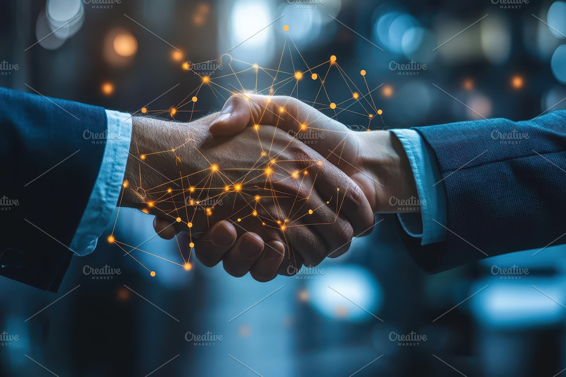 Business handshake digital network c, a Background Photo by Pixeness