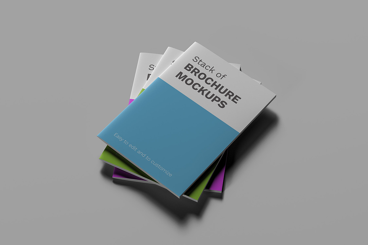 Stacked Brochure Mockup Kit 11 Views, a Books & Magazine Mockup by Illusiongraphic (Photo 7 of 28)