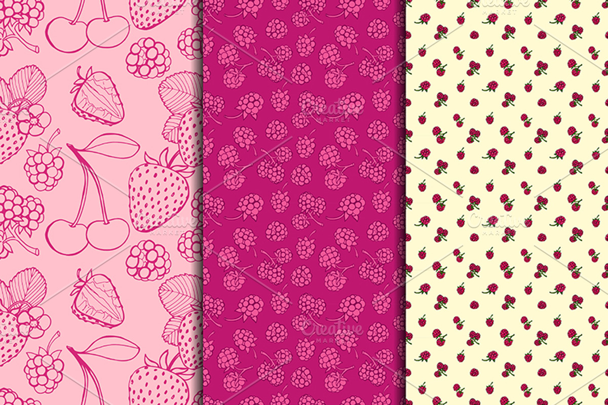 Berry set. 12 seamless patterns preview 3