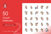 50 Touch Gestures Filled Line Icons, an Icon by IconBunny (Thumbnail 1 of 2)