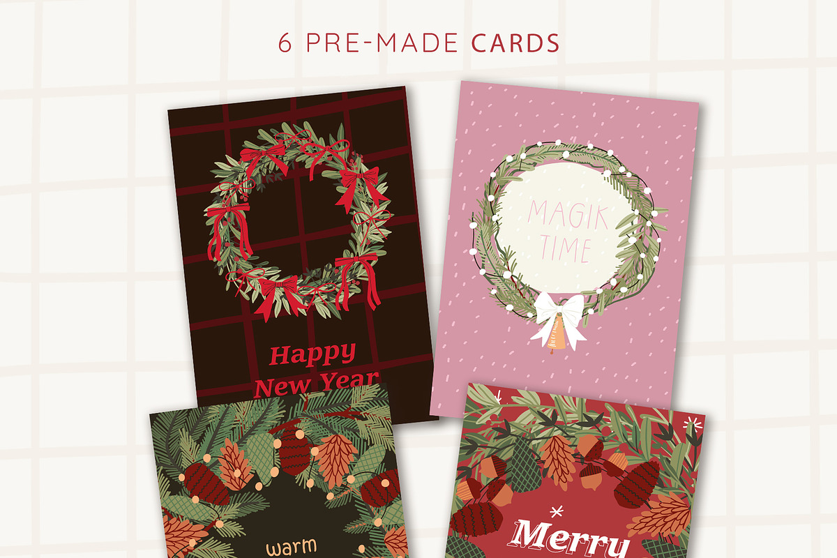Christmas Wreath Creator, a Seasonal Illustration by Elliko shop (Photo 6 of 10)