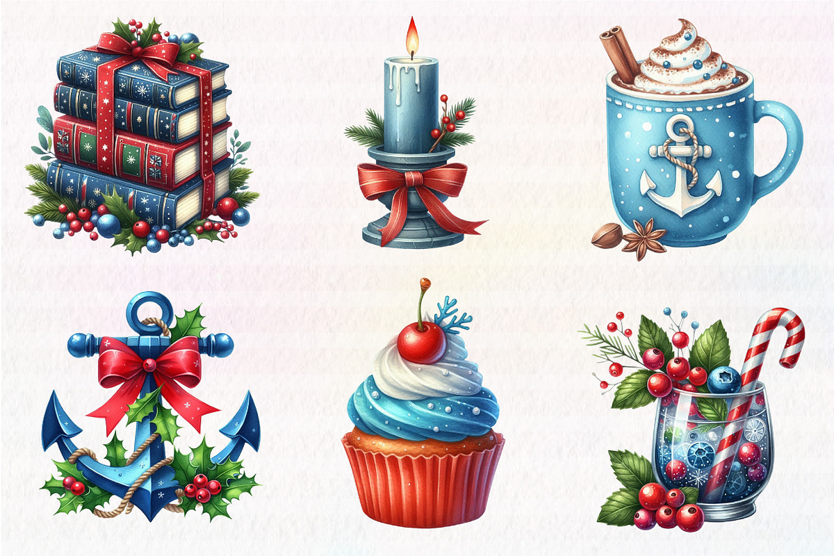 Merry Maritime Christmas Clipart, an Illustration by CreationArt (Photo 3 of 5)
