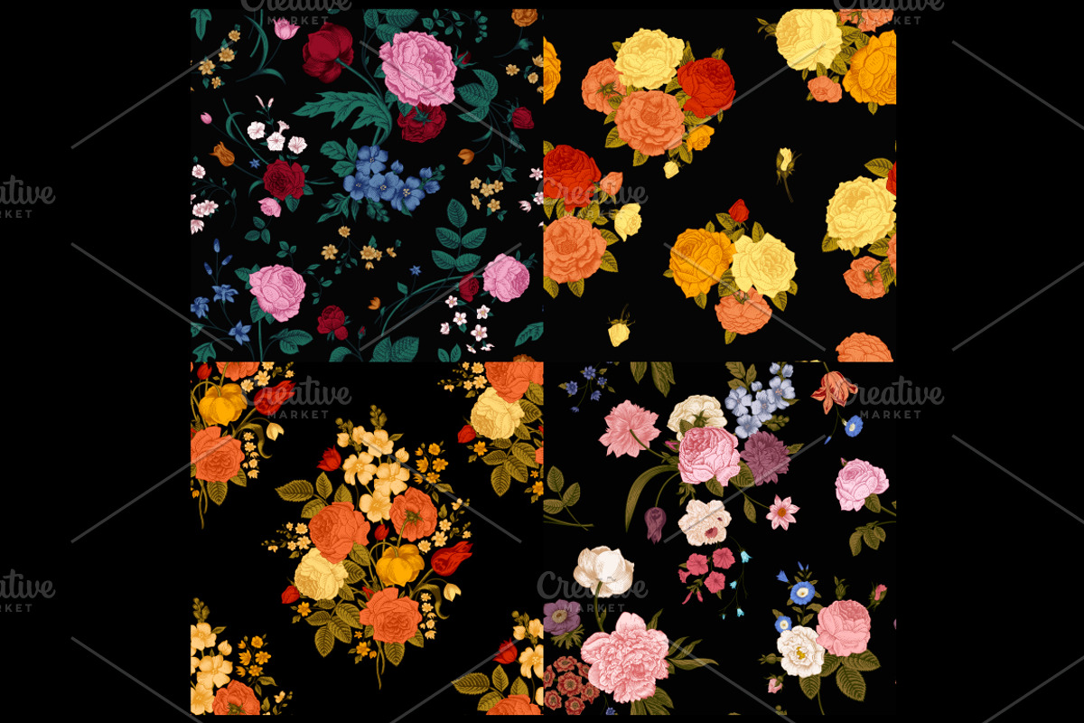 Vector floral pattern. Vivid color preview 4