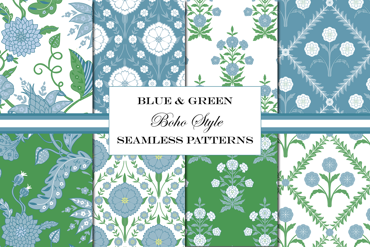 Boho Patterns Blue Green, a Pattern Graphic by RachelStudio (Photo 1 of 10)