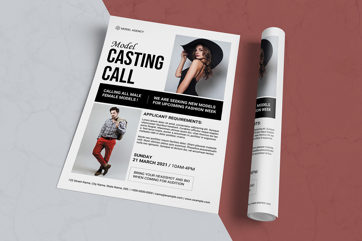Casting Call Flyer V01, a Flyer Template by retrographix