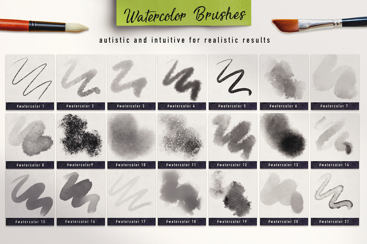Brush Pack - Ink and Watercolor - PS, a Brush Add-On by ZiziMarket (Photo 5 of 8)