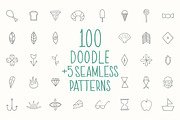 100 Doodle + 5 Seamless Patterns, a Decorative Illustration by Storyteller Imagery (Thumbnail 1 of 8)