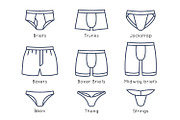 Male underwear types flat icons set, a Duotone Icon by Vectorikart (Thumbnail 3 of 3)