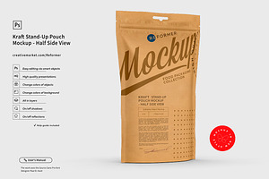 Kraft Paper Stand-Up Pouch Mockup