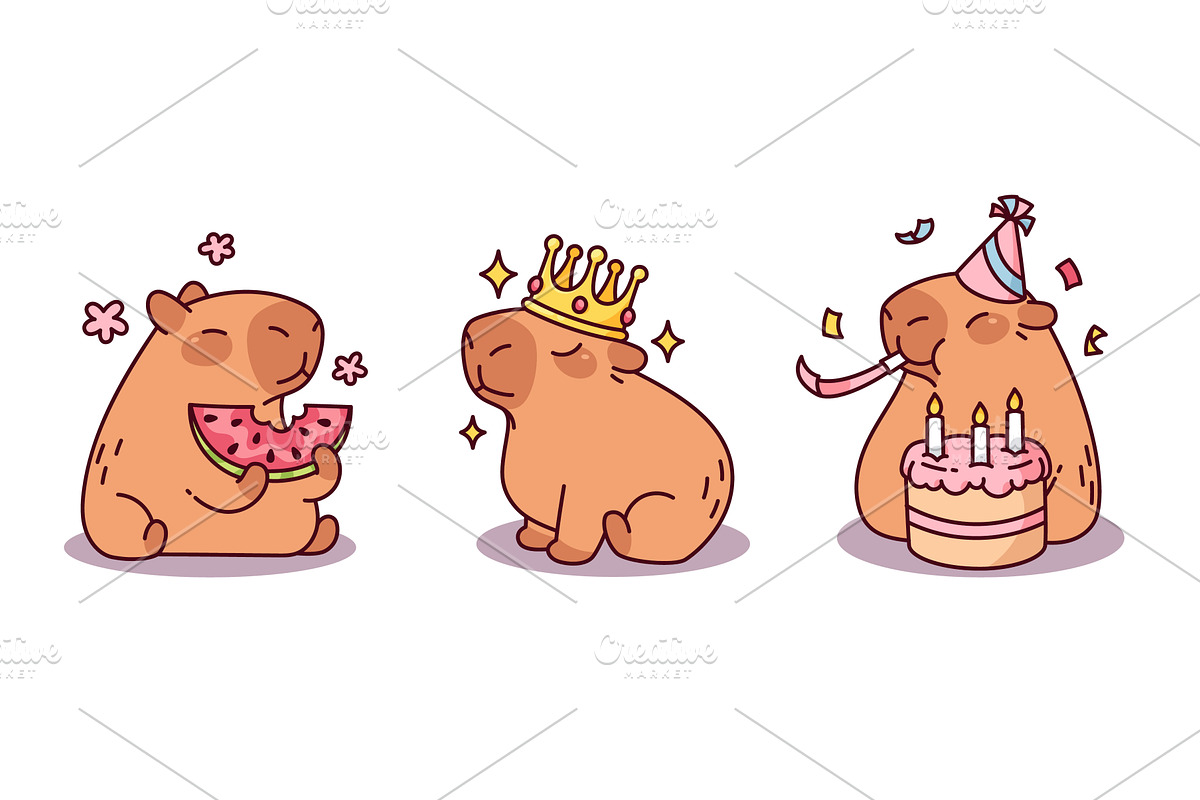 Cute capybara cartoon drawings, an Animal Illustration by art PVP - market