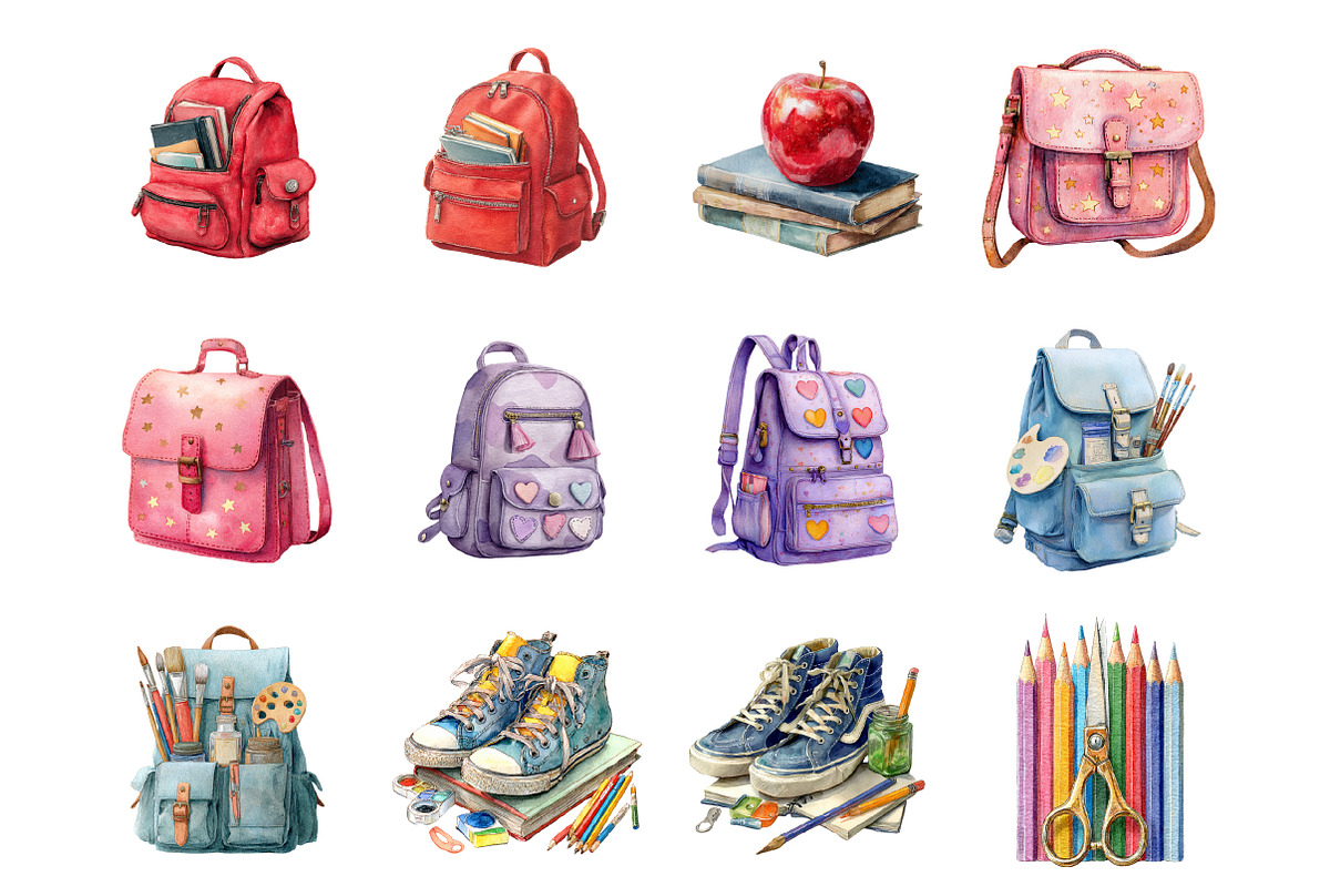 School Backpacks and Supplies, an Illustration by Design Market (Photo 3 of 4)