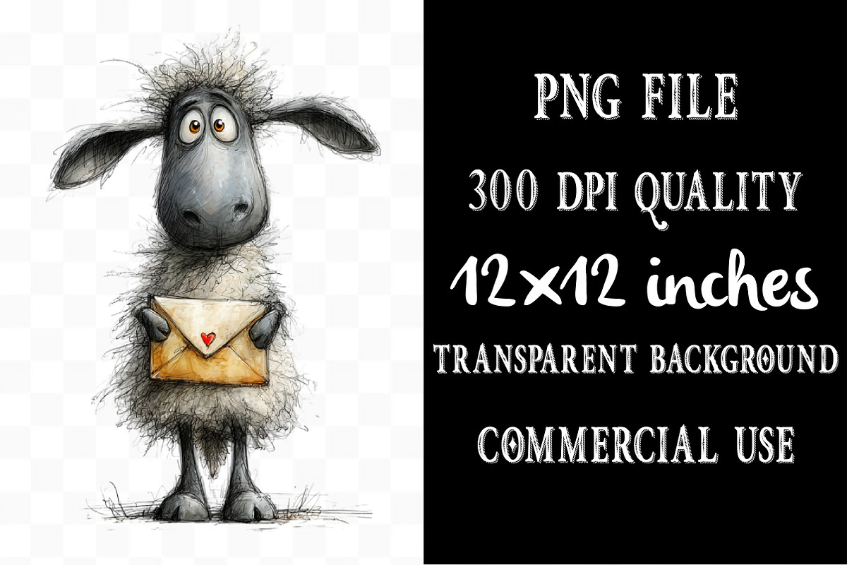 Funny Valentine Sheep Clipart, an Illustration by Designking (Photo 4 of 5)