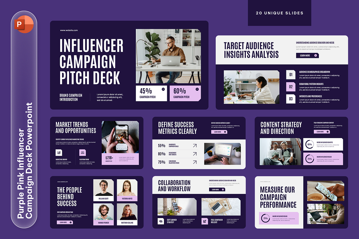 Purple Pink Influencer Campaign Deck, a Presentation Template by Sixtemp (Photo 1 of 3)