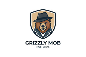 Grizzly Mob Mascot Cartoon Logo