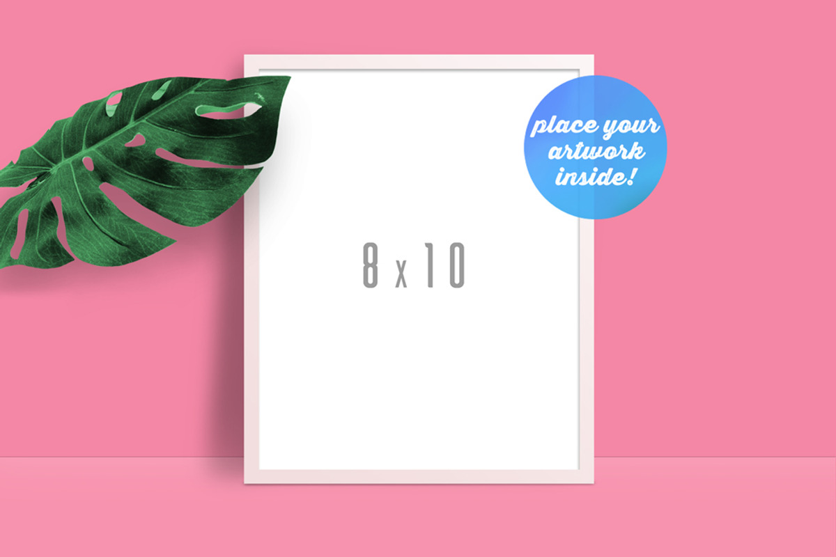 Frame Mockup with Monstera Leaf, a Print Template by Frisk Shop Mockups (Photo 1 of 3)