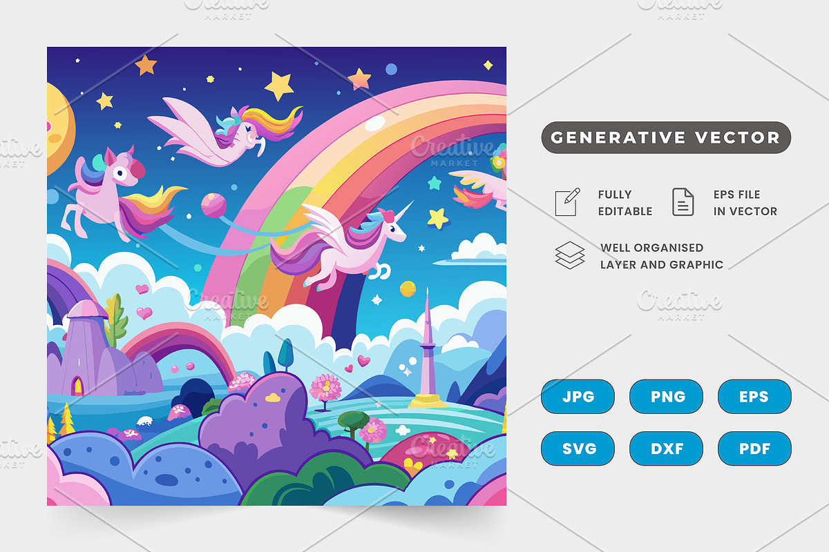 A whimsical and playful dreamscape w, a Graphic by SaroStock