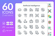 Artificial Intelligence Icons, an Outline Icon by Kalash (Thumbnail 1 of 2)