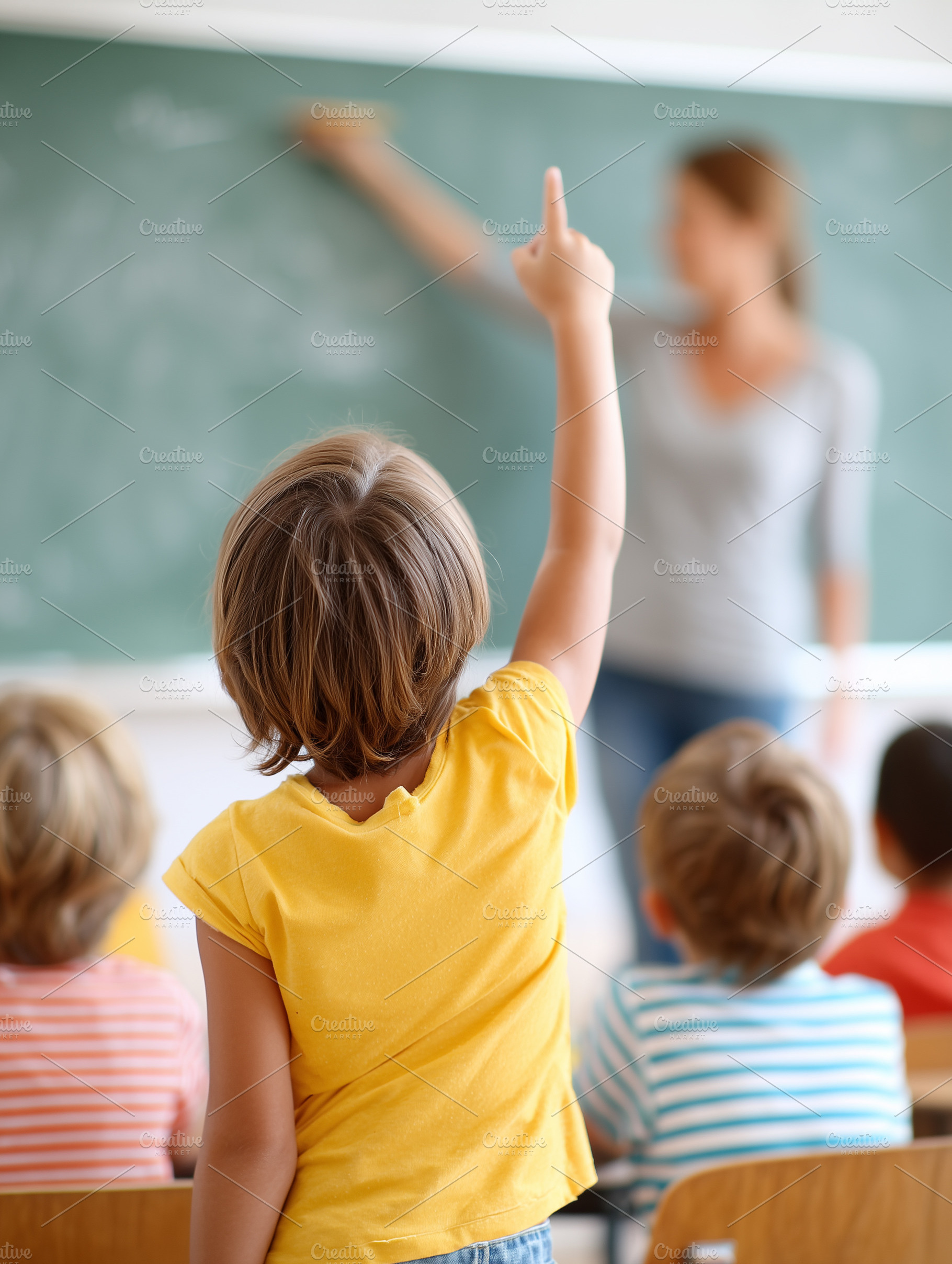Elementary school student raising, a School & Education Photo by MistyDay