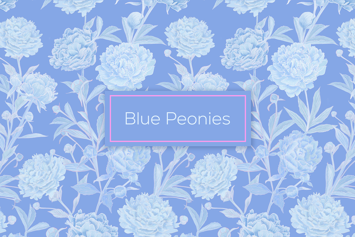 Blue Peonies seamless patterns, a Pattern Graphic by ANAKOTO (Photo 14 of 16)