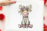 Funny Christmas Reindeer Clipart, an Illustration by designcity5 (Thumbnail 3 of 5)
