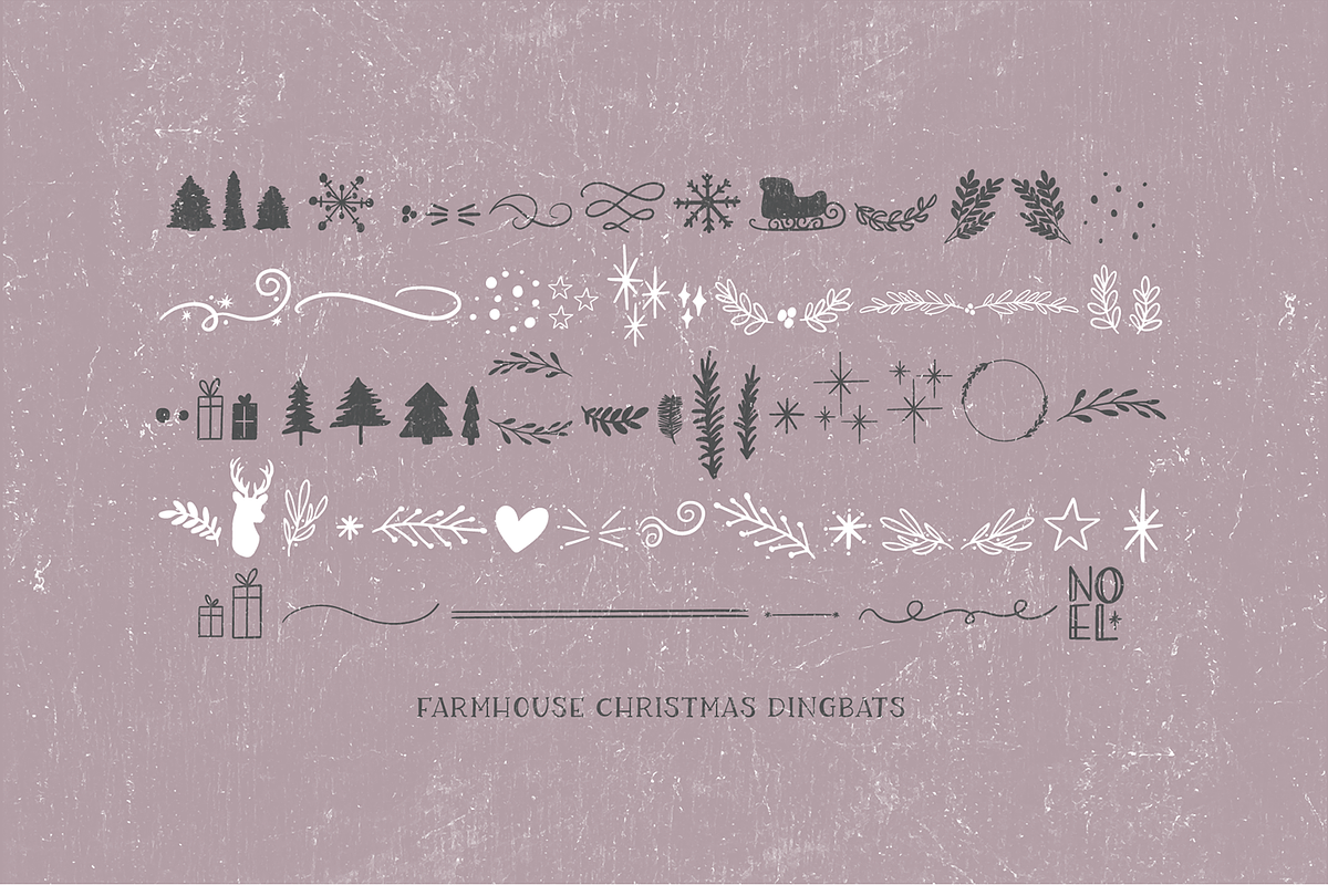FARMHOUSE CHRISTMAS DINGBATS Font, a Symbol Font by Blush Font Co. (Photo 5 of 6)