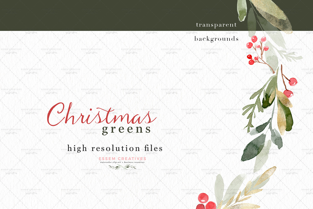Christmas Wreath Clipart Card Border, a Work Illustration by Essem Creatives (Photo 8 of 8)