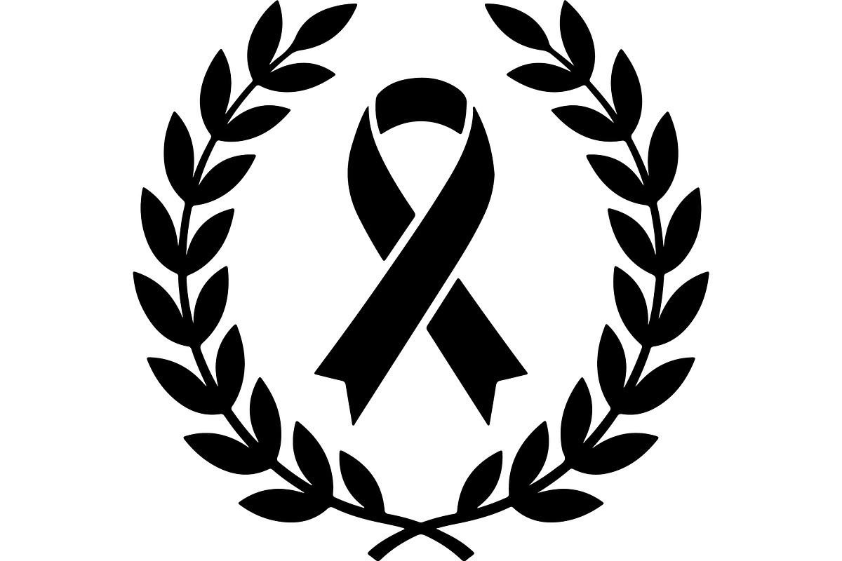 Black Ribbon Laurel Wreath, a Decorative Illustration by balal (Photo 2 of 15)