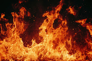 Fire isolated against a black bg, a Photo by Pavel_design