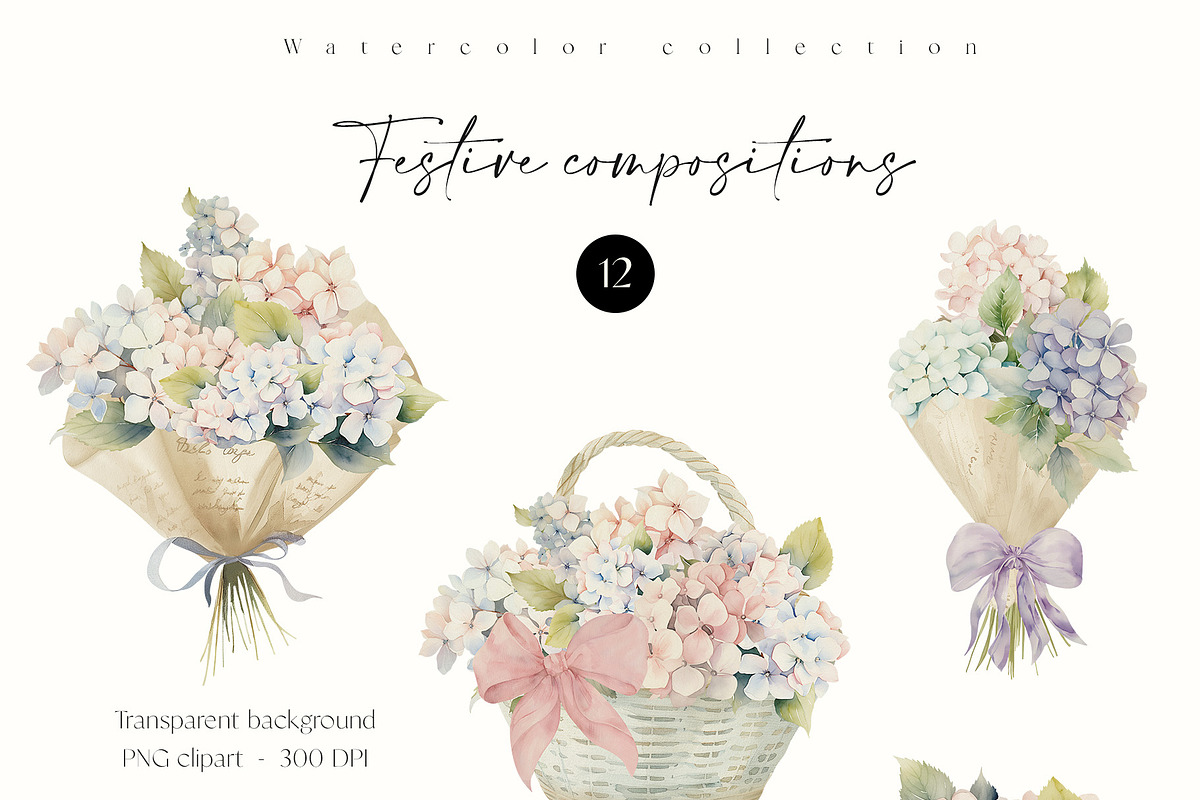 Hydrangea Watercolor Invitation Set, a Decorative Illustration by Sunshine Art (Photo 4 of 13)