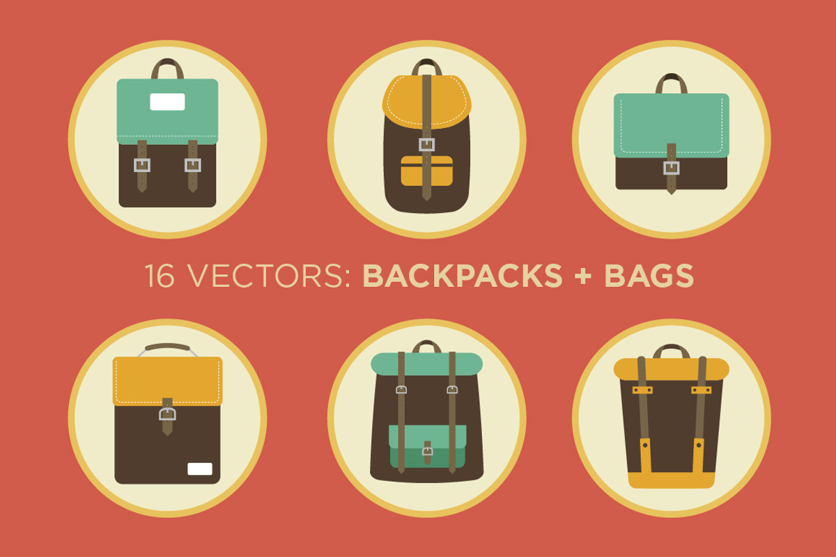 Backpacks and Bags - 16 Vectors, an Education Illustration by Little Pixel Shop (Photo 1 of 4)
