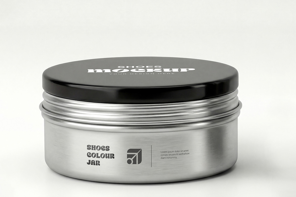 Metal Shoe Polish Tin Can Mockup, a Cups & Container Mockup by graphypix (Photo 1 of 4)