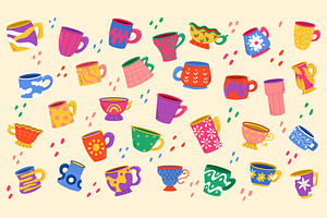 Colorful Doodle Cups