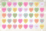 Valentine Clipart - Candy Hearts, a Decorative Illustration by Leska's Digitals (Thumbnail 2 of 3)