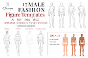 Male Fashion Figure Templates Bundle, a Person Illustration by Shorena Fashion Draws (Thumbnail 1 of 9)