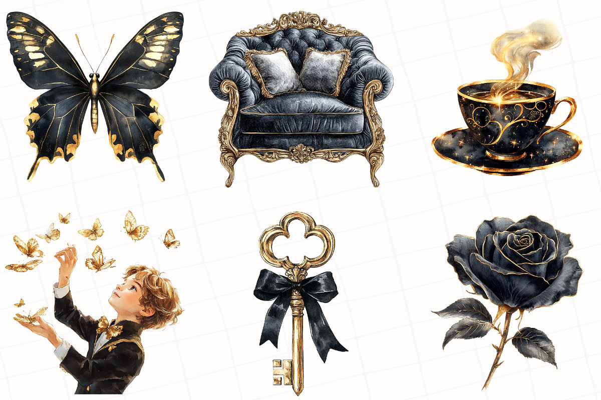 Watercolor Gilded Reverie Clipart, an Illustration by OK Design (Photo 4 of 5)