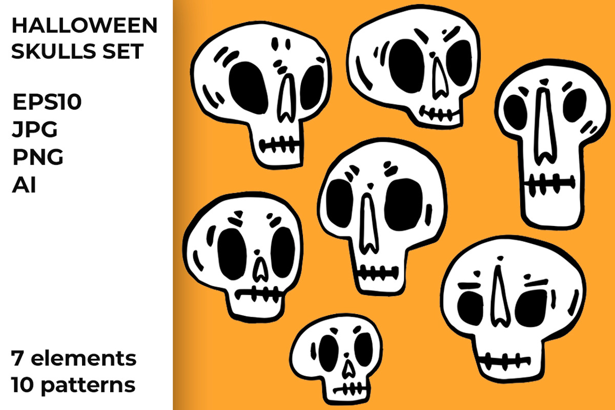 HALLOWEEN SKULLS 10 patterns, a Pattern Graphic by Ja Polina ArtShop (Photo 1 of 7)