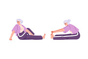 Senior people in yoga poses set, a Sport Illustration by PaperTrident (Thumbnail 4 of 7)