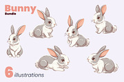 Bunny Bundle in 4 Color Variations, an Animal Illustration by moja doodle (Thumbnail 3 of 5)