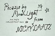 Picasso by Moonlight Font Duo, a Handwritten Font by Nicky Laatz (Thumbnail 1 of 17)