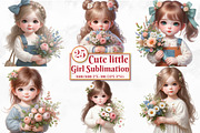 Cute little Girl Sublimation Clipart, a Seasonal Illustration by Craft Nest (Thumbnail 1 of 5)