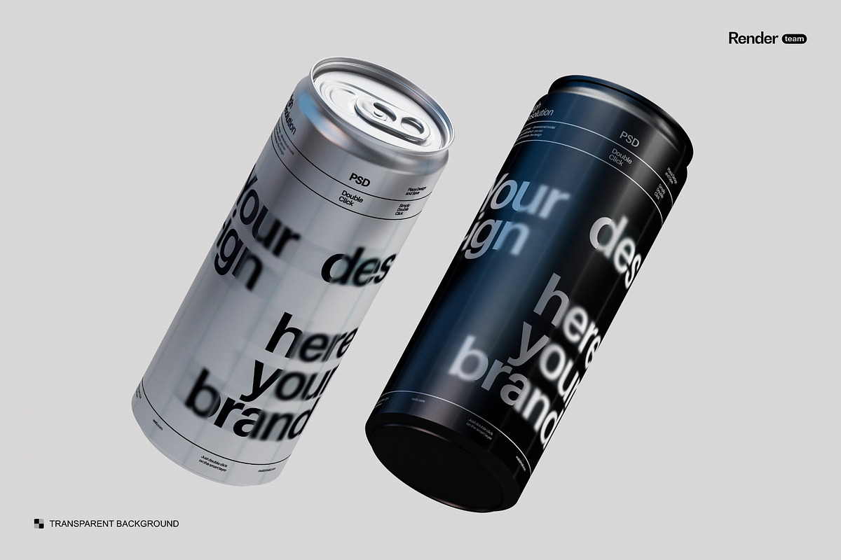 Metallic Soda Can Mockup Set, a Packaging Mockup by Renderteam (Photo 3 of 15)