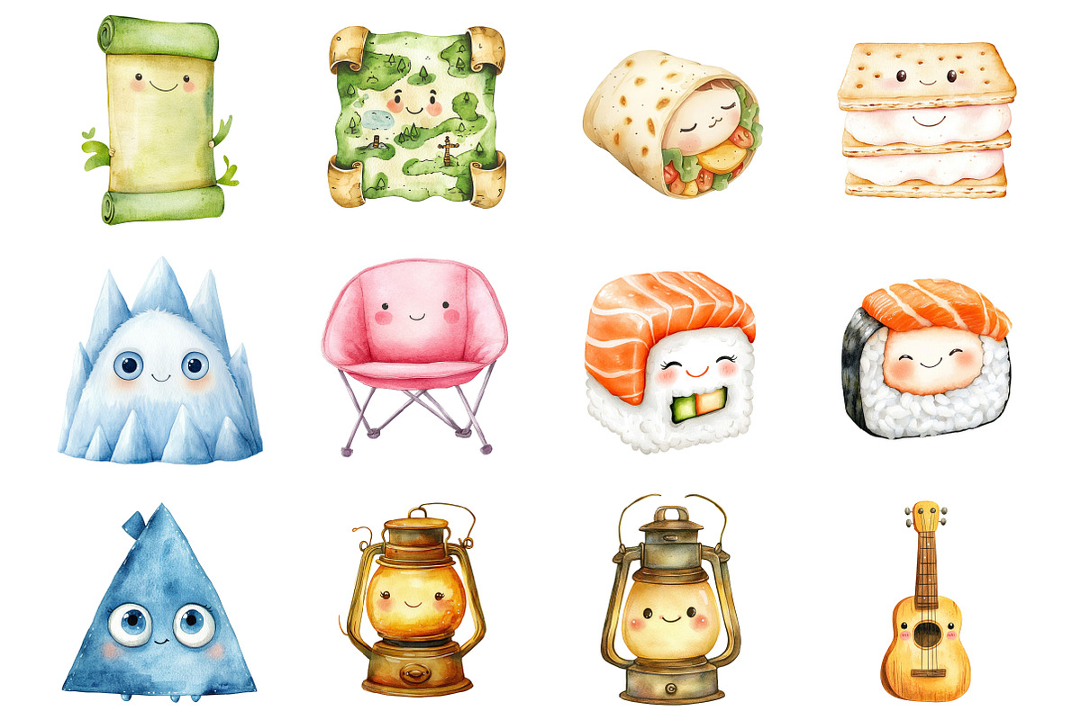 Kawaii Camping Clipart, a Seasonal Illustration by CitraGraphics (Photo 2 of 5)